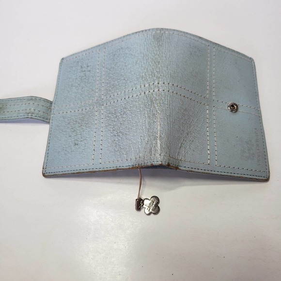 Yurie Nitani Wallet Designer Baby Light Blue Bifold Medium Card Holder Leather - Picture 10 of 11